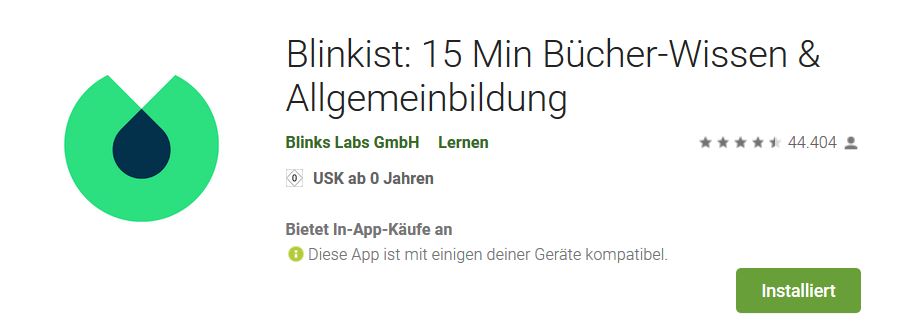 Blinkist app google play store screenshot