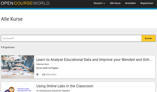 Open course world Webseite Screenshot