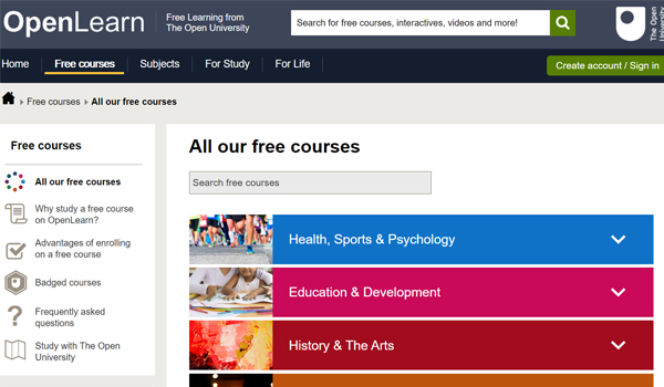 Openlearn Webseite Screenshot