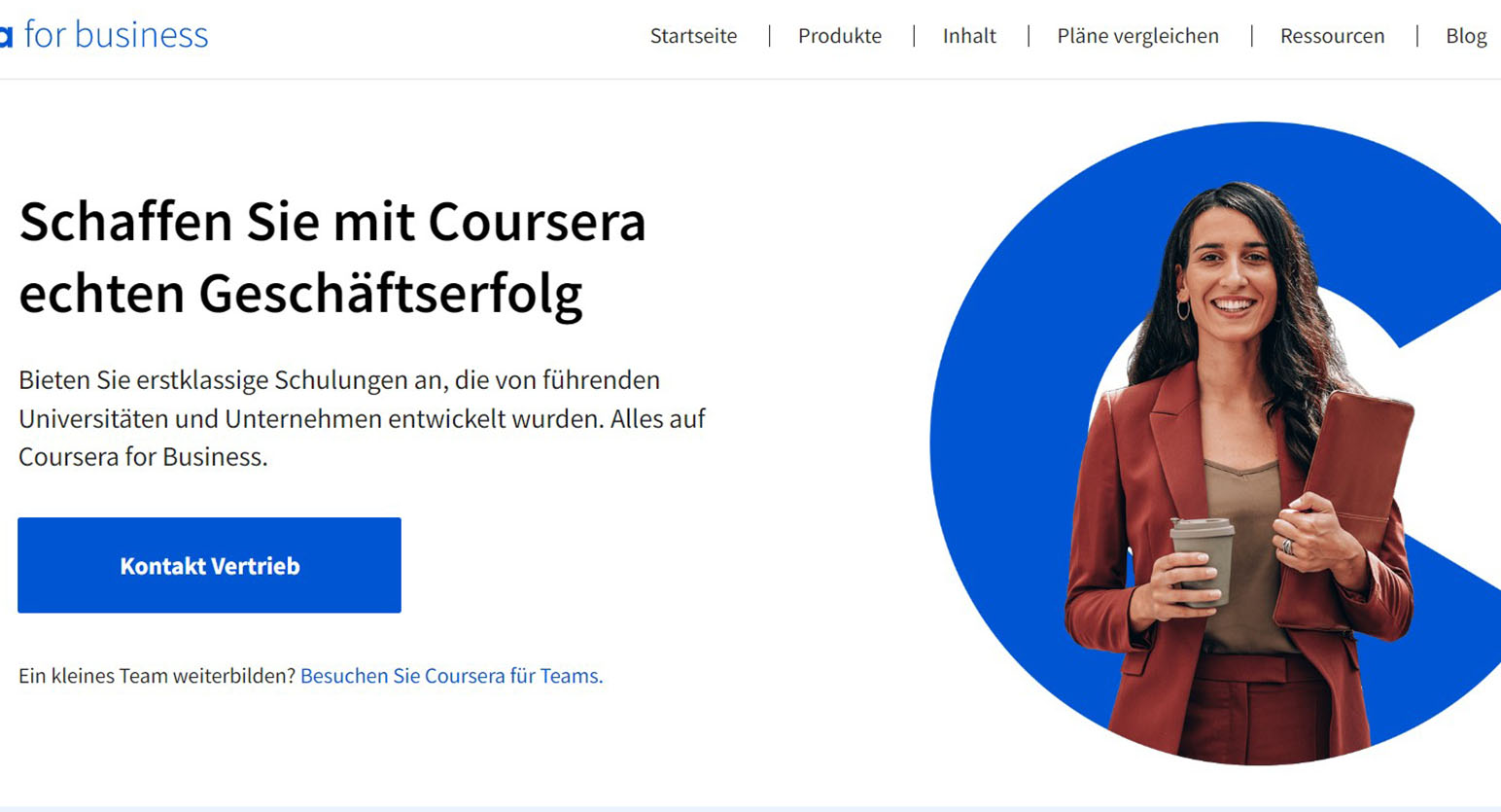 Coursera Webseite für Unternehmen Screenshot